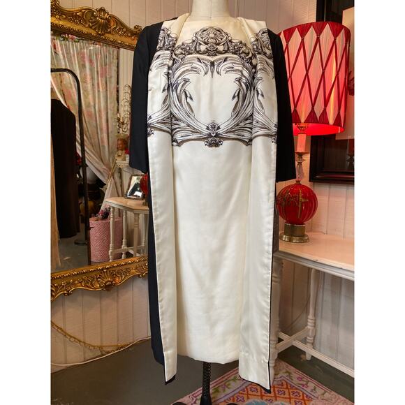 vtg 1960s 2 piece sheath and coat trompe l'oeil fabiola reversible 60s fashion - Picture 7 of 15